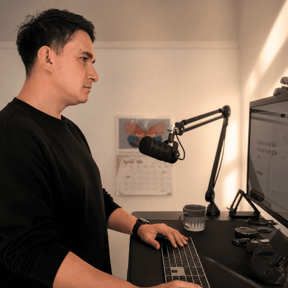 Brendan, founder of Latetwenties, at his standing desk.